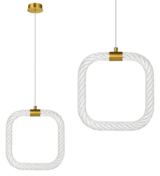 Toolight Toolight, závesné LED svietidlo 20x20cm, 9W, 3000K, LHJ056-CP1, číra-zlatá matná, OSW-60029