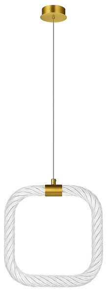 Toolight Toolight, závesné LED svietidlo 20x20cm, 9W, 3000K, LHJ056-CP1, číra-zlatá matná, OSW-60029