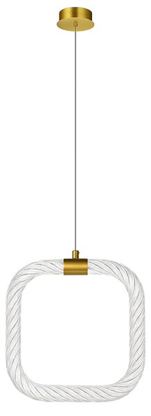 Toolight Toolight, závesné LED svietidlo 20x20cm, 9W, 3000K, LHJ056-CP1, číra-zlatá matná, OSW-60029