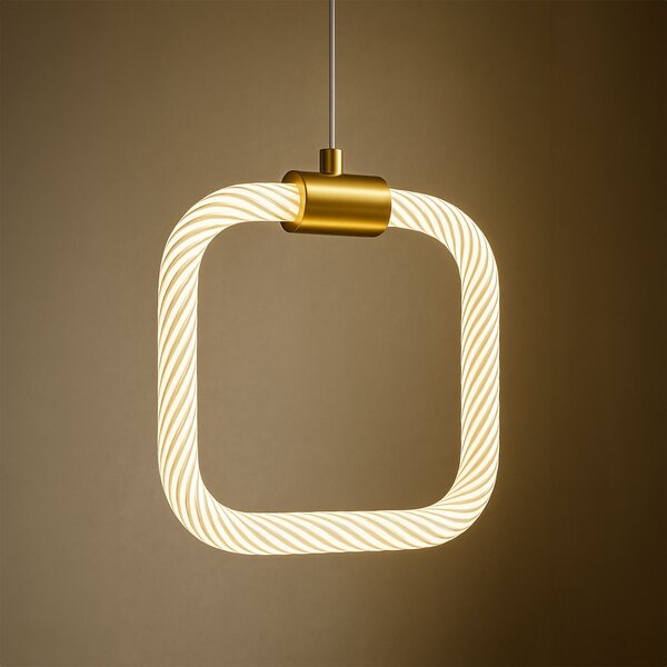 Toolight Toolight, závesné LED svietidlo 20x20cm, 9W, 3000K, LHJ056-CP1, číra-zlatá matná, OSW-60029
