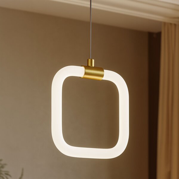 Toolight Toolight, závesné LED svietidlo 20x20cm, 9W, 3000K, LHJ057-CP1, biela-zlatá matná, OSW-60030