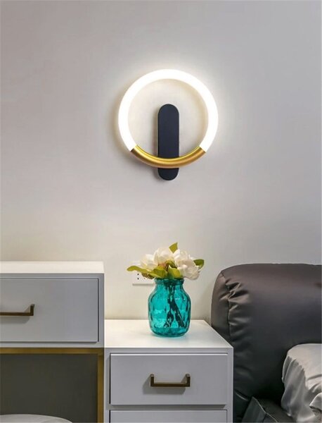 Toolight Toolight, LED nástenné svietidlo 25x29cm, 7W, 3000K, LHJ068-W C, čierna-zlatá matná, OSW-60036