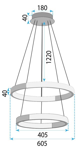 Toolight Toolight, LED závesné osvetlenie, 38W, 3000K, LHJ044-CP2, zlatá, OSW-60027