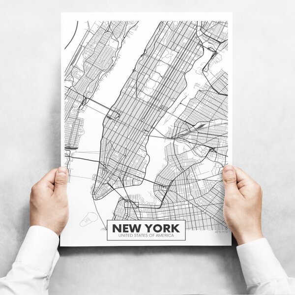 INSPIO-dibondový obraz - Obrazy na stenu - Map of New York II