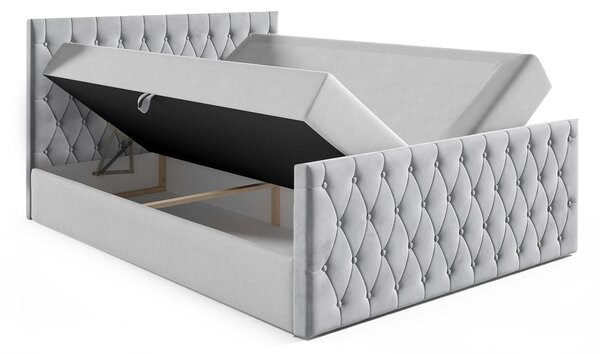 Wilsondo Čalúnená boxspring manželská posteľ s vrchným matracom Montana - krémová Rozmer: 180x200