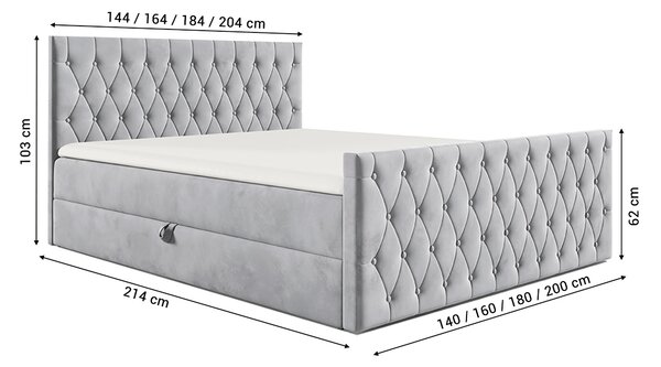 Wilsondo Čalúnená boxspring manželská posteľ s vrchným matracom Montana - krémová Rozmer: 180x200