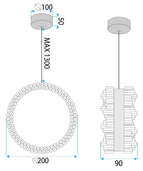 Toolight Toolight, závesné LED osvetlenie 20cm, 14W, 3000K, LHJ098-CP, zlatá, OSW-60043
