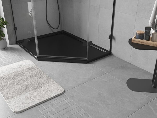Mexen Flow, päťuholníková sprchová vanička slim ľavá 90 x 80 cm, čierna matná - 46P708090L
