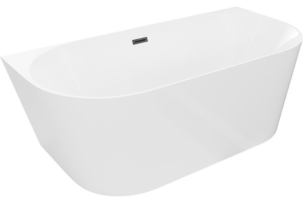 Mexen Oval Slim, voľne stojaca vaňa ku stene 170 x 80 cm, biela lesklá, čierny matný prepad, 52661708000-70