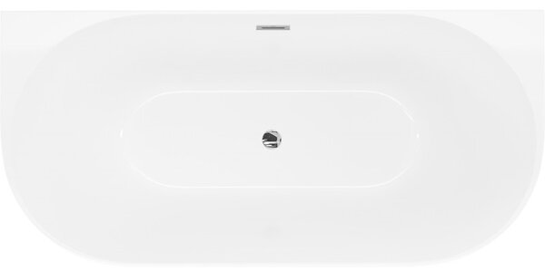 Mexen Oval Slim, voľne stojaca vaňa ku stene 170 x 80 cm, biela lesklá, chrómový prepad, 52661708000-01