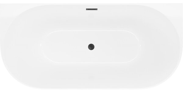 Mexen Oval Slim, voľne stojaca vaňa ku stene 170 x 80 cm, biela lesklá, čierny matný prepad, 52661708000-70