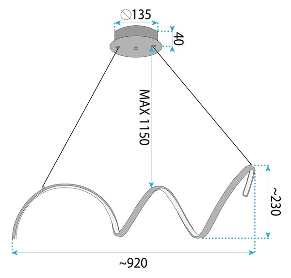 Toolight Toolight, LED závesné svietidlo 90cm, 26W, 3000K, LHJ025-CP, chrómová, OSW-60016
