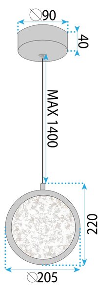Toolight Toolight, LED krištáľový závesný luster, 10W, 3000K, LHJ100-1CP, zlatá, OSW-60045