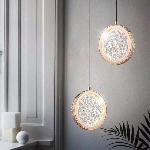 Toolight Toolight, LED krištáľový závesný luster, 10W, 3000K, LHJ100-1CP, zlatá, OSW-60045