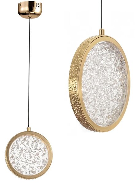Toolight Toolight, LED krištáľový závesný luster, 10W, 3000K, LHJ100-1CP, zlatá, OSW-60045