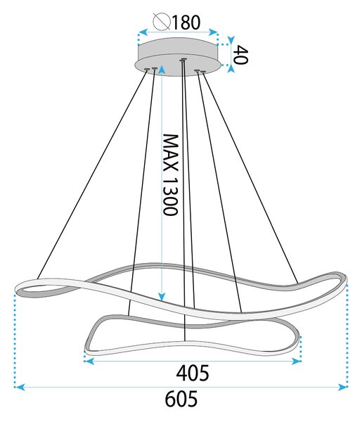 Toolight Toolight, závesná lampa 80cm, 61W, 3000K, LHJ017-CP2, zlatá, OSW-50007