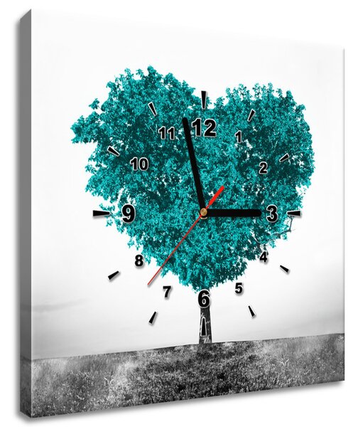 Obraz s hodinami Tyrkysový strom lásky Rozmery: 40 x 40 cm