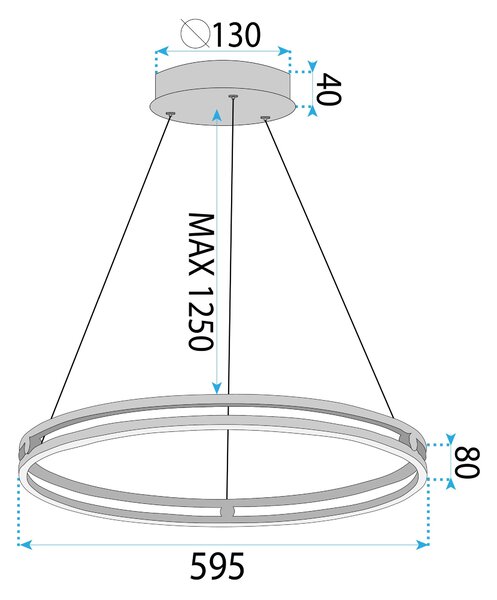 Toolight Toolight, LED závesné svietidlo 60cm, 76W, 3000K, LHJ015-CP, zlatá, OSW-60009