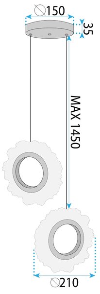 Toolight Toolight, LED závesné osvetlenie 2x21cm, 10W, 3000K, LHJ103-2CP, ružové zlato, OSW-60048