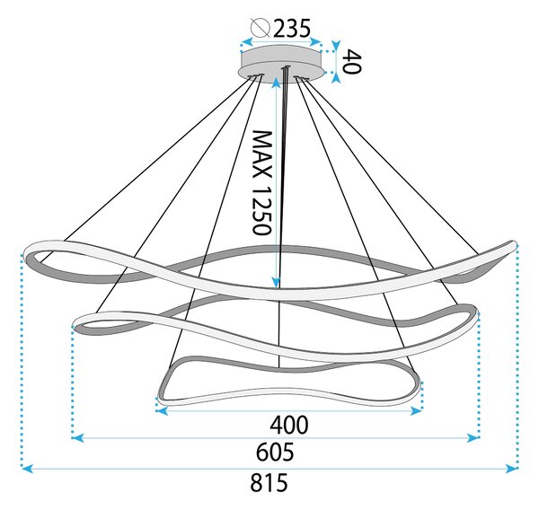 Toolight Toolight, stropné svietidlo 80cm, 24W, 3000K, LHJ018-CP3, zlatá, OSW-50008