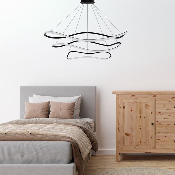 Toolight Toolight, LED závesná lampa 40/60/80cm, 82W, 3000K, LHJ016-CP3, čierna matná, OSW-50006