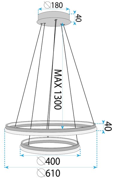 Toolight Toolight, LED stropné svietidlo 60cm, 75W, 3000K, LHJ043-CP2, zlatá, OSW-50020