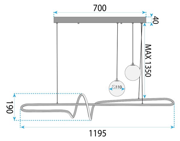 Toolight Toolight, LED stropné osvetlenie 120cm, LHJ039-CP, zlatá matná, OSW-60024