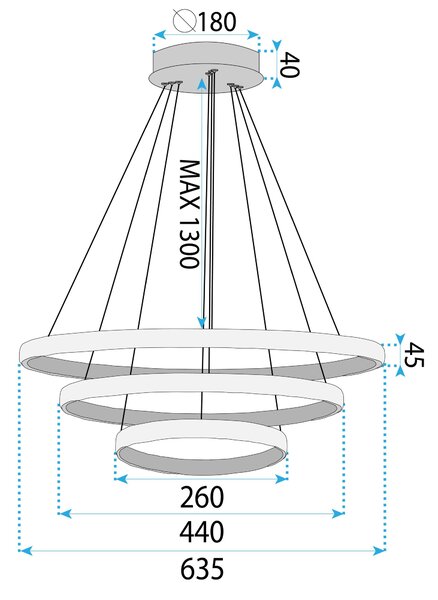 Toolight Toolight, LED stropné osvetlenie, 45W, 3000K, LHJ042-CP3, zlatá, OSW-60025