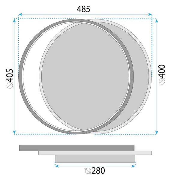 Toolight Toolight, LED stropné svietidlo 40cm, LHJ076-C, čierna-biela, OSW-50035
