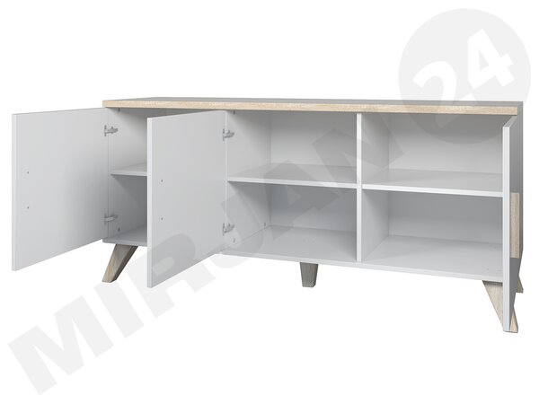 Mirjan24 TV skrinka Sanna 150 3D, Farby: briliantovo biela matná / dub sonoma 5902928126457