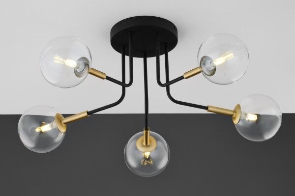 Jupiter 2040 - Luster na tyči BURANO 5xG9/10W/230V čierna/zlatá/číra