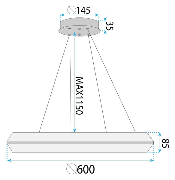 Toolight Toolight, LED stropné svietidlo 60cm, 45W, 4000K, APP1768-CP, zlatá, OSW-04344