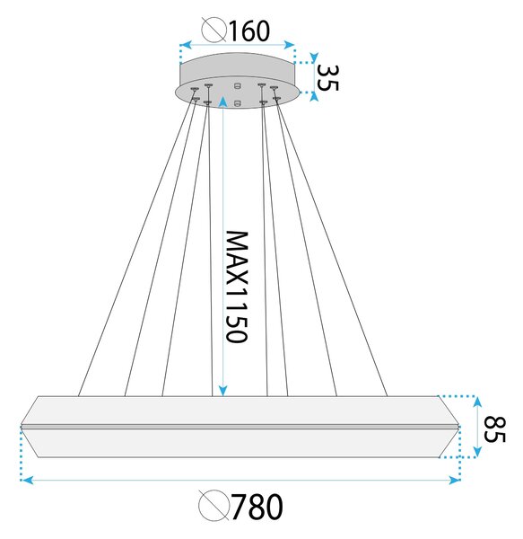 Toolight Toolight, LED stropné svietidlo 80cm, 45W, 4000 K, APP1769-CP, zlatá, OSW-04347