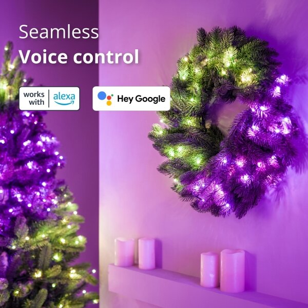 Twinkly GD20P4425P00 - LED RGB Stmievateľný vianočný veniec 50xLED pr. 60 cm Wi-Fi