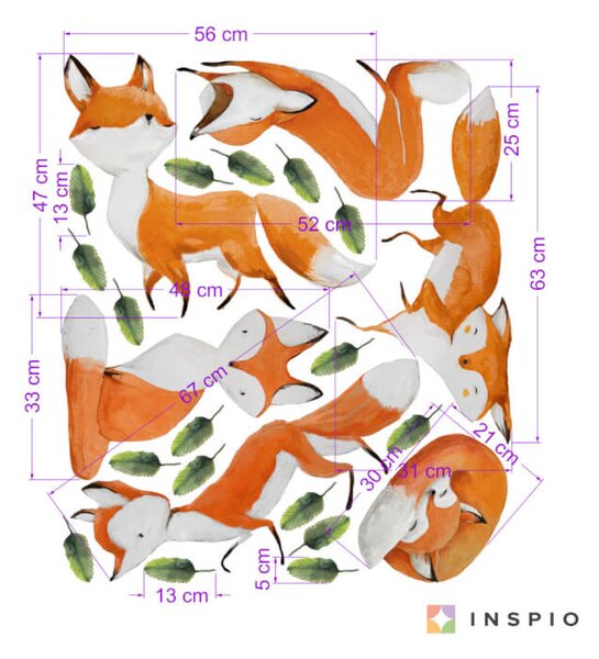 INSPIO-textilná prelepiteľná nálepka - Nálepky na stenu - Líšky