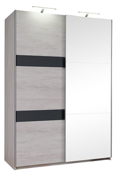 Šatníková skřín Drake SZ150 + zrkadlo, dub biely / grafit lesk