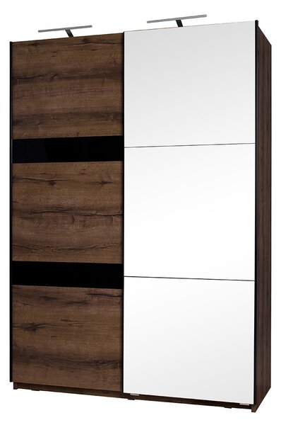 Šatníková skřín Drake SZ150 + zrkadlo, dub monatery / čierny lesk
