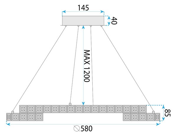 Toolight Toolight, LED závesné osvetlenie 60cm, 45W, 4000K, 2500lm, APP1771-CP, zlatá, OSW-04349