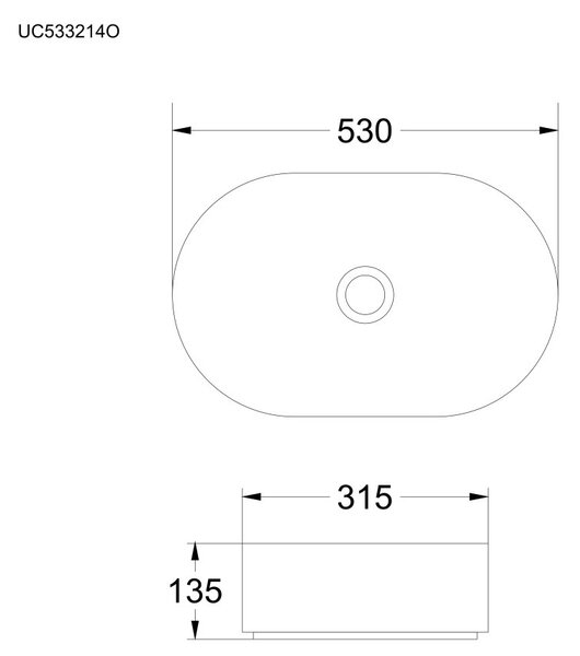 Mereo Mereo, umývadlo na dosku bez prepadu, 530x315x135 mm, okrúhle, keramické, MER-UC533214O