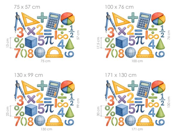 Nalepte.cz Škola matematika nálepky na stenu do učebne list 75 x 57 cm
