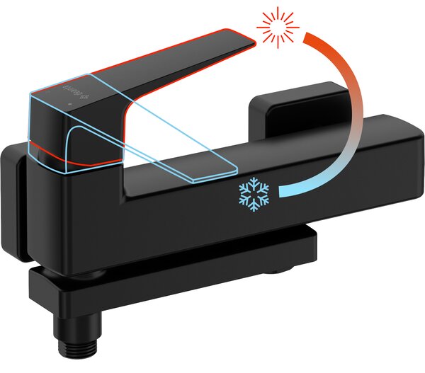 Deante Blur, nástenná vaňová batéria s otočným výtokom, 150 mm, čierna matná, DEA-BQL_N12M