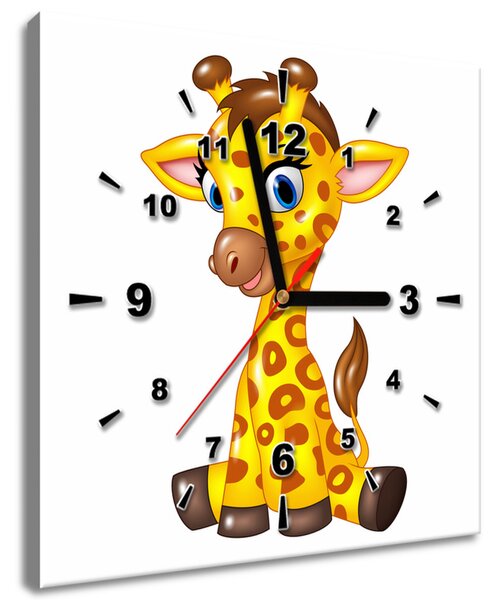 Obraz s hodinami Veselá žirafa Rozmery: 30 x 30 cm