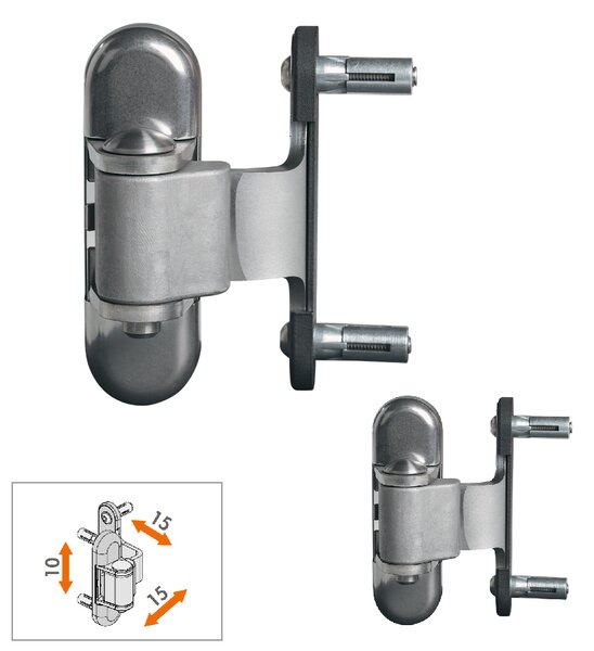LOCINOX ® 3DM záves pre brány do 150 kg, otvárateľný do 180°, nerez