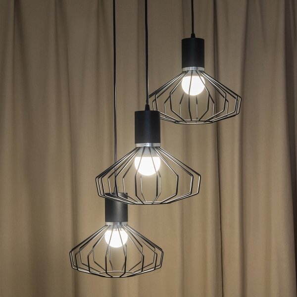 Luster na lanku SOLANO 3xE27/15W/230V čierna/lesklý chróm