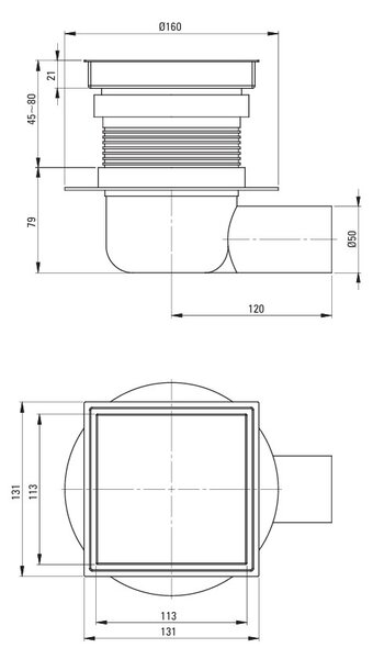 Deante Deante, bodový sprchový žľab s obojstranným roštom 130x130mm, zlatá matná, DEA-KOS_R01D