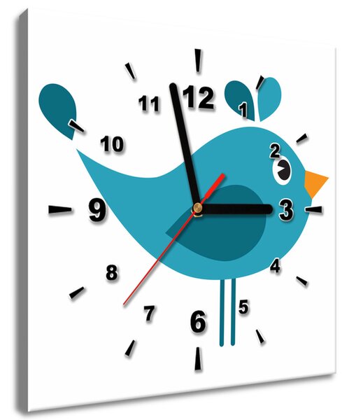 Obraz s hodinami Modrý vtáčik Rozmery: 30 x 30 cm
