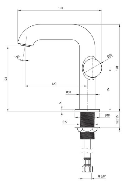 Deante Silia Hexa, umývadlová batéria h-170, brúsená oceľ, DEA-BHS_F24M