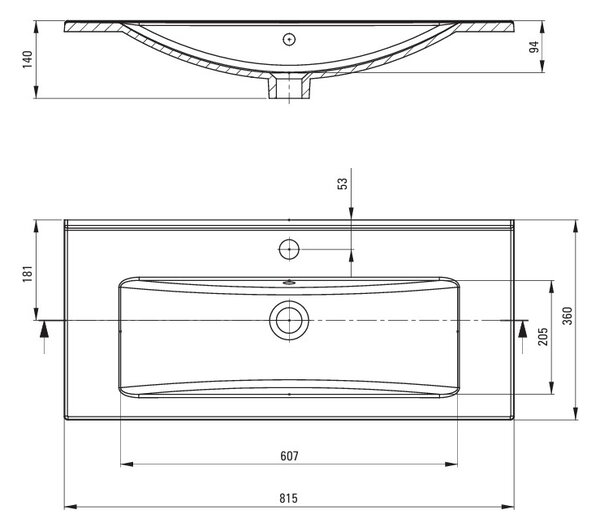 Deante Tubo, keramické umývadlo na zapustenie 815x360x140 mm, biela lesklá, DEA-CTU_638M