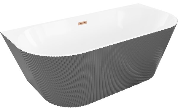 Mexen Oris, voľne stojaca ryhovaná vaňa 150 x 75 cm, biela-šedá, medený matný prepad, 52871507562-65