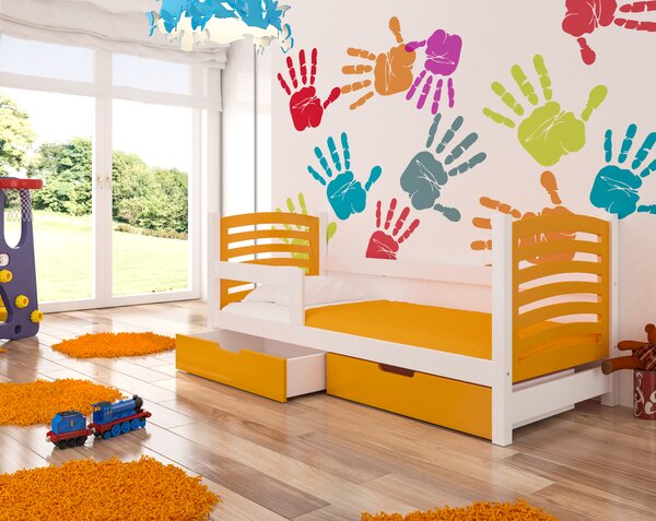 Detská posteľ Crest, biela / oranžová + matrace ZADARMO!
